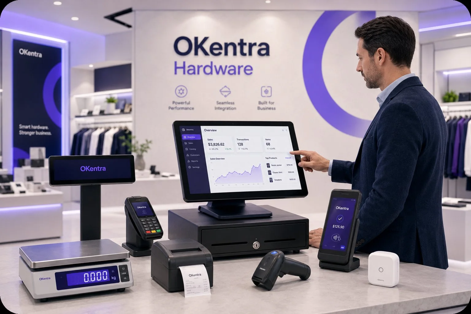 OKentra Hardware — kioscos, terminales POS, periféricos y sensores IoT integrados con Odoo