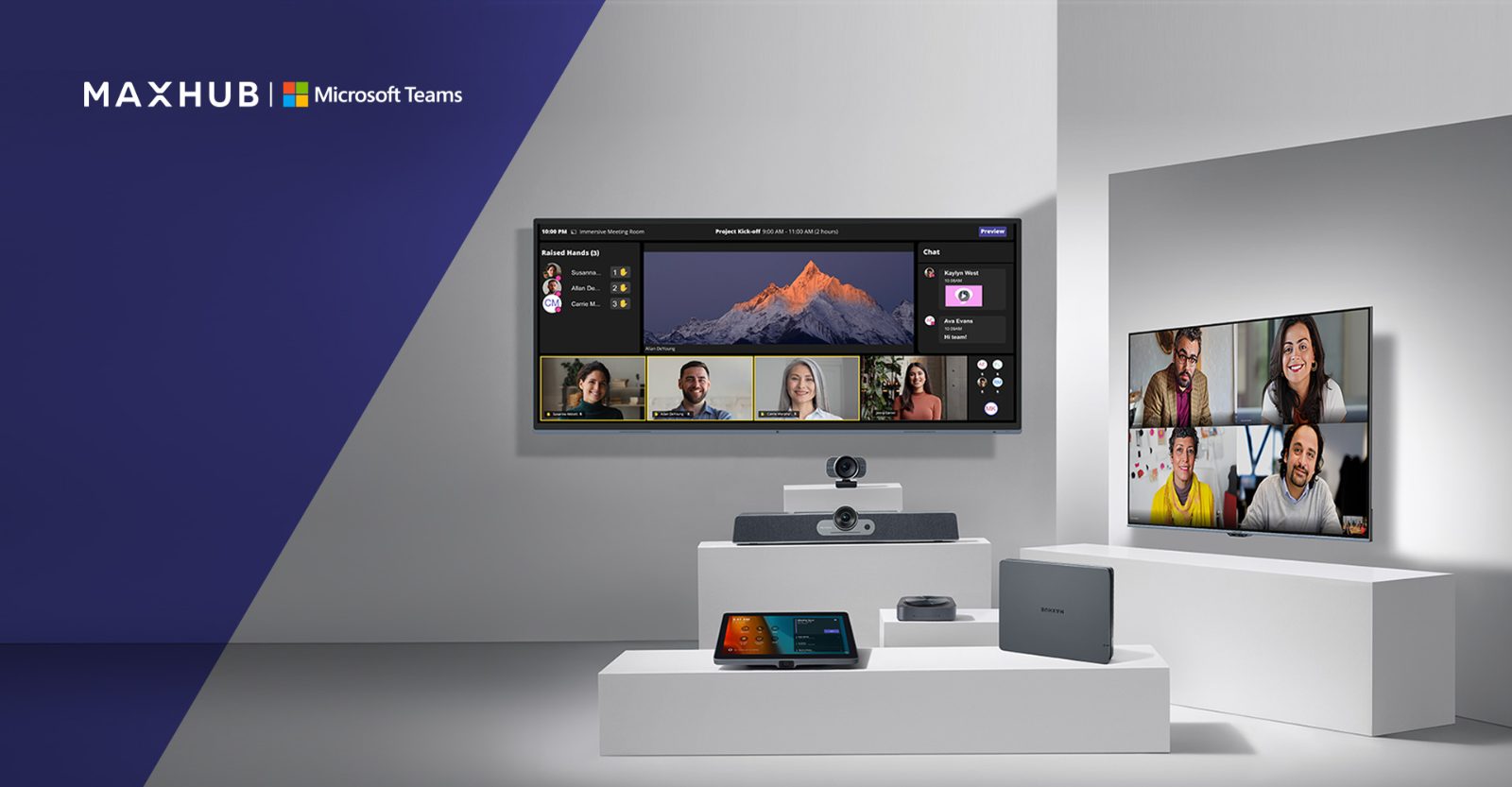 Equipamiento MAXHUB certificado para Microsoft Teams Rooms con pantalla ultra ancha
