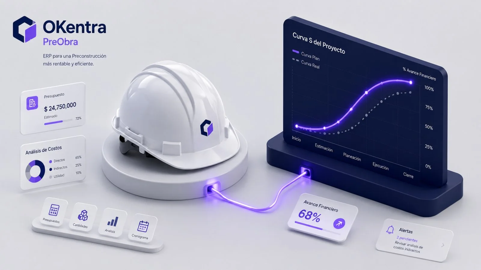 OKentra PreObra: presupuesto, análisis de costos y Curva S del proyecto en tiempo real