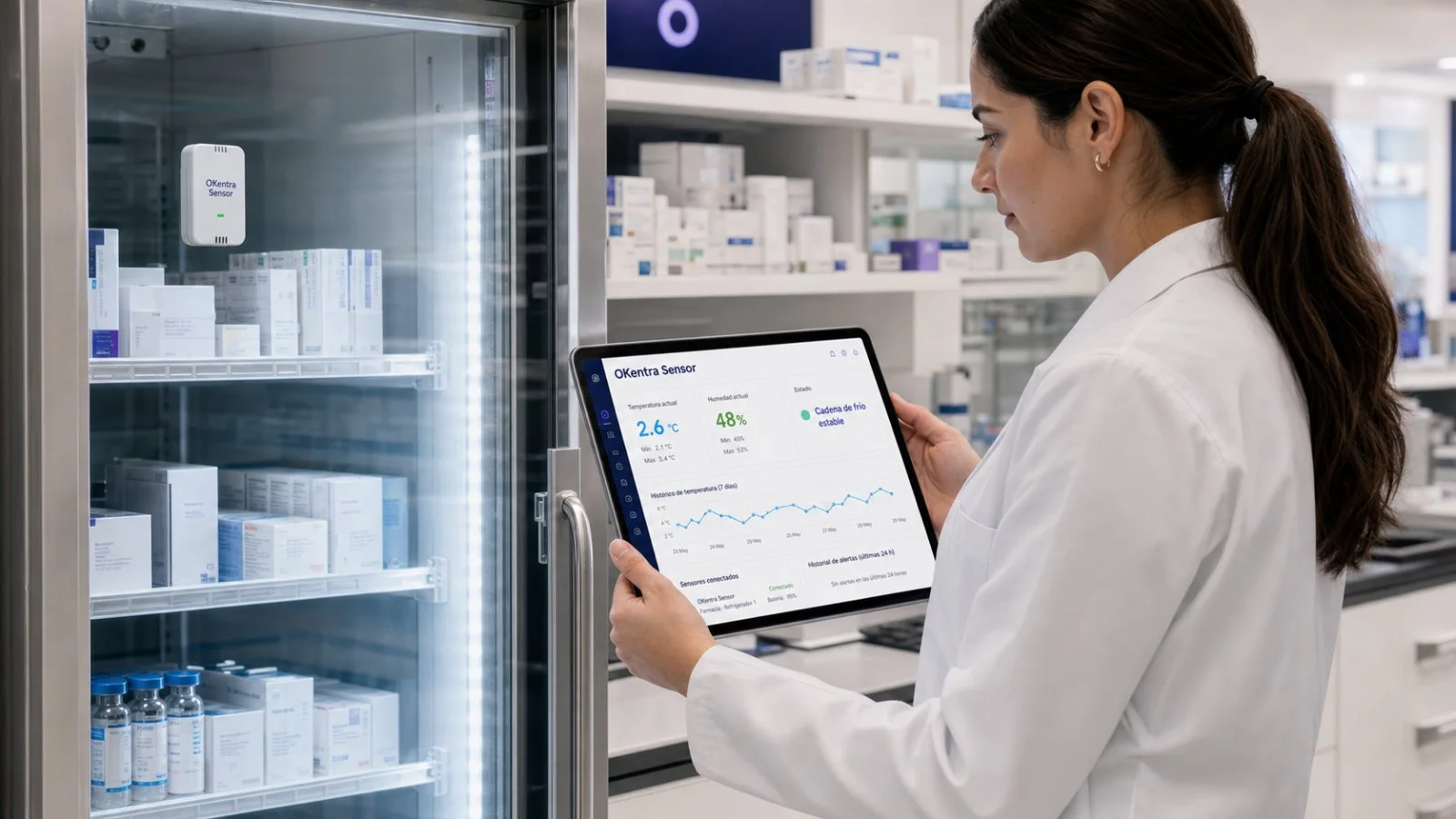 OKentra Sens — monitoreo de cadena de frío en farmacia